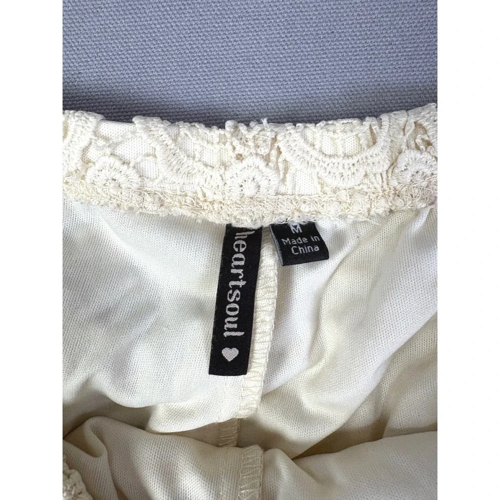 Cottagecore Crochet Lace Doily Shorts Women Size Medium‎ Boho Stretchy Y2K